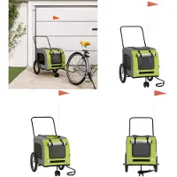 vidaXL Hondenfietstrailer oxford stof en ijzer groen en grijs