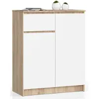 Akord Ladekast K80 met 1 Lad en 2 Deuren / Furniture Factory / Sonoma Eik - Wit / 80 x 99 x 40 cm