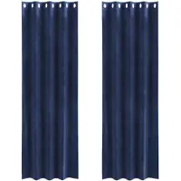 vidaXL Zwarte Verduisteringsgordijnen met Oogjes 2 stuks Donkerblauw Fluweel