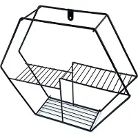 WDMT Wandrek zeshoekig van | 40 x 40 x 10 cm | Metalen zeshoekige wand decoratie | zeshoekig | Industriële wandrekken van metaal | Eenvoudig te bevestigen | Zwart