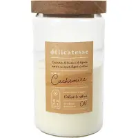 WDMT Luxe Geurkaars Cachemire – Glazen Pot met Massief Houten Deksel – Ø9 x 16,5 cm – Sfeerkaars voor Woonkamer, Badkamer of Cadeau – Bruin