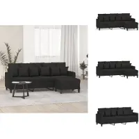 vidaXL Driezitsbank met voetenbank 180 cm stof zwart