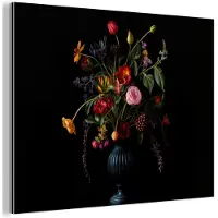 MuchoWow Aluminium schilderij 120x90 cm - Wanddecoratie metaal - Bloemen - Bessen - Klassiek - Metalen muurdecoratie woonkamer - Decoratie industrieel - Foto op dibond - Industriële accessoires slaapkamer