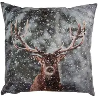 Clayre & Eef Kussenhoes 45x45 cm Grijs Polyester Hert