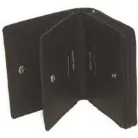 Oi zwarte leren rits portemonnee compact model / beurs met rits voor muntgeld / kleine afsluitbare portemonnee voor 6 pasjes / beveiligd tegen skimmen / zwart leer / 293