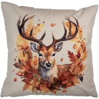 Clayre & Eef Kussenhoes Overig 45x45 cm Beige Polyester Hert Herfst decoratie