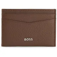 BOSS Pasjeshouder van generfd leer met metallic logoletters