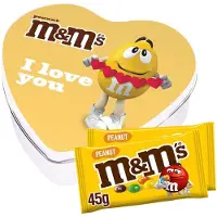 M&M's geschenkdoos hartje 'I love you' - chocolade met pindasmaak - Valentijnscadeau - chocoladecadeau - 2 zakjes - 90g