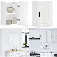 vidaXL Keukenwandkast Porto bewerkt hout wit - Keuken Wandkast - Keuken Wandkasten - Keuken Wandmeubel - Gemonteerde Wandkast