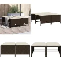 vidaXL Tuinkrukken met kussens 4 st poly rattan bruin