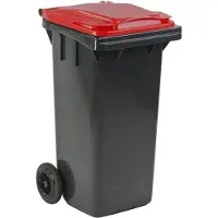 ESE Mini Container - 120 liter Grijs - Kliko Afval Container 120liter - Afvalbak 120l - Rood deksel