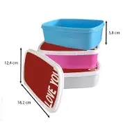 MuchoWow Broodtrommel Roze - Lunchbox Schuin - Loveyou - Rood - Brooddoos 18x12x6 cm - Brood lunch box - Broodtrommels voor kinderen en volwassenen