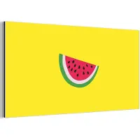 MuchoWow Aluminium schilderij 120x60 cm - Wanddecoratie metaal - Fruit - Watermeloen - Geel - Metalen muurdecoratie woonkamer - Decoratie industrieel - Foto op dibond - Industriële accessoires slaapkamer