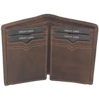 Oi Hunter bruin leren Creditcard mapje 4 luik / compact pasjesmapje met ruimte voor biljetten / leren pasjeshouder voor veel pasjes / kleine billfold zonder muntvak / RFID SAFE / bruin leer / 348H