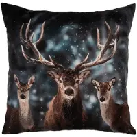 Clayre & Eef Kussenhoes 45x45 cm Grijs Polyester Hert