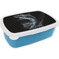 MuchoWow Broodtrommel Blauw - Lunchbox Vis - Koi - Zwart - Water - Brooddoos 18x12x6 cm - Brood lunch box - Broodtrommels voor kinderen en volwassenen
