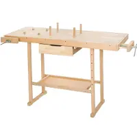 TecTake Houten Werkbank met Bankschroeven en Lade - Robuuste Werktafel voor Doe-Het-Zelvers en Professionals - 137 x 50 x 87 cm