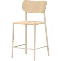 Svea - Polsty barkruk met rugleuning - rattan - whitewash