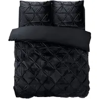 Sleeptime dekbedovertrek Pintuck - velvet - zwart - 240x220