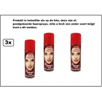 Goodmark 3x Haarverf/haarspray rood 125 ml - Intense red - Word bezorgd in doos ivm beschadeging - Festival thema feest carnaval haar kleurspray party