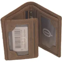 Oi Hunter bruin leren portemonneetje / Klein beursje met magneet sluiting / compact pasjesmapje met 3 zichtvakken en ruimte voor biljetten / RFID SAFE / bruin leer / 475H