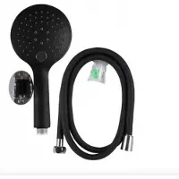 NATURN LIVING Mat zwarte douche set - Douchekop met Slang, Houder en bevestigingsmateriaal - Waterbesparend – Regendouche - Zwart Mat