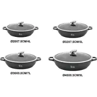 ROYAL SWISS Braadpan, stenen coating -36 cm Zwart 7l - Beschikbaar in 4 maten en 2 kleuren