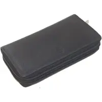 Oi vintage zwarte dubbele ritsportemonnee XL / zeer ruime lederen damesportemonnee volledig afgesloten met 2 ritsen / damesbeurs zeer groot en overzichtelijk / Anti skimming / zwart leer / 405Black