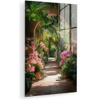 MuchoWow Glasschilderij 120x180 cm - Schilderij acrylglas - Doorkijk - Tropisch - Bloemen - Natuur - Foto op glas - Muurdecoratie woonkamer - Wanddecoratie slaapkamer - Schilderijen
