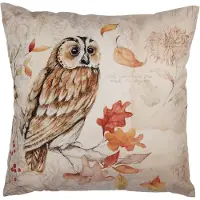 Clayre & Eef Kussenhoes Overig 45x45 cm Beige Polyester Uil Herfst decoratie