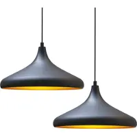 Bamyum Champion 2x Zwart Hanglampen Metalen 2xE27 Fitting Ø 35 cm Pendellamp Voor Binnen Binnenkleur is Goud