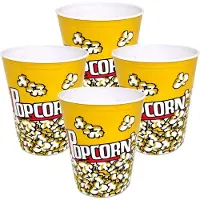 Concorde Popcorn bak - 4x - geel/wit - kunststof - D24 cm - 6 liter - herbruikbaar
