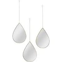 WDMT Set van 3 Luxe Druppelvormige Wandspiegels – Gouden Frame – Ophangbare Decoratieve Spiegels voor Woonkamer, Hal of Slaapkamer – Goudkleurige Muurdecoratie - Goud