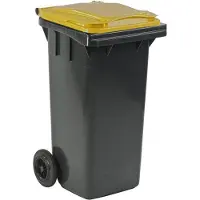 ESE Mini Container - 120 liter Grijs - Kliko Afval Container 120liter - Afvalbak 120l - Geel deksel