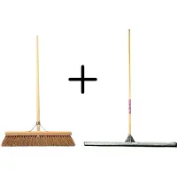 Synx Store Synx Tools Coco Binnenbezem 50cm + Vloertrekker 100cm met Steel 150cm - Zaalveger – Vloerreiniger – Moppen - Zachte bezem kokos met steel