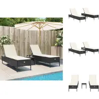 vidaXL 3-delige Ligbeddenset met kussens poly rattan zwart