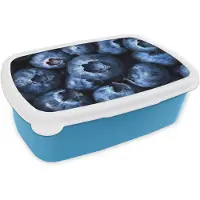 MuchoWow Broodtrommel Blauw - Lunchbox Bessen - Blauw - Fruit - Brooddoos 18x12x6 cm - Brood lunch box - Broodtrommels voor kinderen en volwassenen