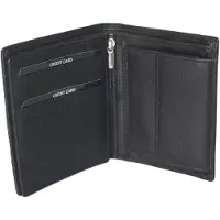 Oi zwarte leren billfold hoog model / platte heren portemonnee voor 9 pasjes / zwarte herenbeurs hoog en breed uitgevoerd / RFID SAFE / zwart leer /409