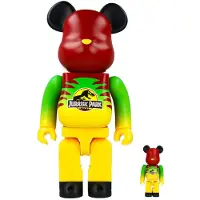 MEDICOM TOY 400% & 100% Bearbrick set - Jurassic Park (Green & Yellow)