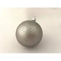 J-Line Kerstbal gestreept glitter glanzend zilver 10cm (4 stuks)
