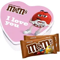 M&M's geschenkdoos hartje 'I love you' - met chocoladesmaak - Valentijnscadeau - chocoladecadeau - 2 zakjes - 90g