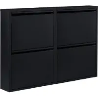 NATURN LIVING Metalen schoenenkast zwart 4 vakken - set van 2 schoenenkasten | Functionele schoenen opbergkast | Schoenenrek | schoenenkast mat zwart