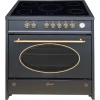 Gurari - fornuis - Elektrisch fornuis - GCH E 912 BL r Retro - Keramische kookplaat - kookplaat - kookplaat van glas - 90 cm - Zwart Fornuis - Elektrisch XXL Oven - 121 L