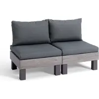 Keter Signature Elements 2-zits Loungebank - met groene kussens - Cappuccino/Ashwood