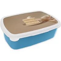 MuchoWow Broodtrommel Blauw - Lunchbox Vanilletaart - Cake - Romig - Brooddoos 18x12x6 cm - Brood lunch box - Broodtrommels voor kinderen en volwassenen