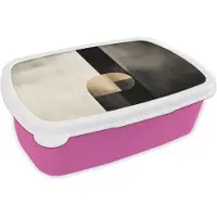 MuchoWow Broodtrommel Roze - Lunchbox Vormen - Modern - Zwart - Brooddoos 18x12x6 cm - Brood lunch box - Broodtrommels voor kinderen en volwassenen