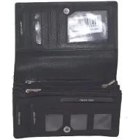 Oi soft lederen zwarte soufflé portemonnee / zacht lederen harmonicabeurs extra groot xxl / huishoudportemonnee voor heel veel pasjes / Anti skimming / zwart leer / 249