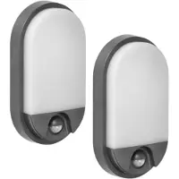 ORNO Set van 2 - Buitenlampen met Bewegingssensor NEFRYT – Tuinverlichting 4000K – Buitenverlichting met IP54 - Muurlamp 800lm – Wandlamp buiten IK08 - Antraciet