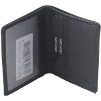 Oi zwart leren pasjesmapje met ruimte voor biljetten / platte leren pasjeshouder met groot zichtvenster / zeer compacte creditcard mapje met ruim te voor papier geld / anti skim / zwart leer / 372
