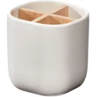 IDesign Opbergbeker Eco Office met Vakverdeling Wit (10,2 x 10,2 x 10,4 cm)